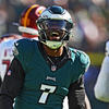 Haason Reddick of the Philadelphia Eagles playing football on an NFL field.