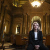 Anna Breece sitting in a courthouse.