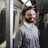 Benjamin Aitoumeziane in a SEPTA subway car.