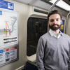 Honoree Benjamin Aitoumeziane standing on a SEPTA subway train