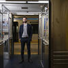 Benjamin Aitoumeziane poses in a SEPTA subway car.